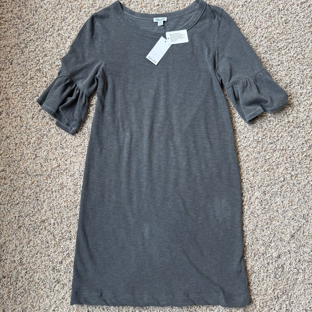 Splendid Gray Bell Sleeve Shift Dress XS Casual T-Shirt Dress Soft Knit - Picture 10 of 10